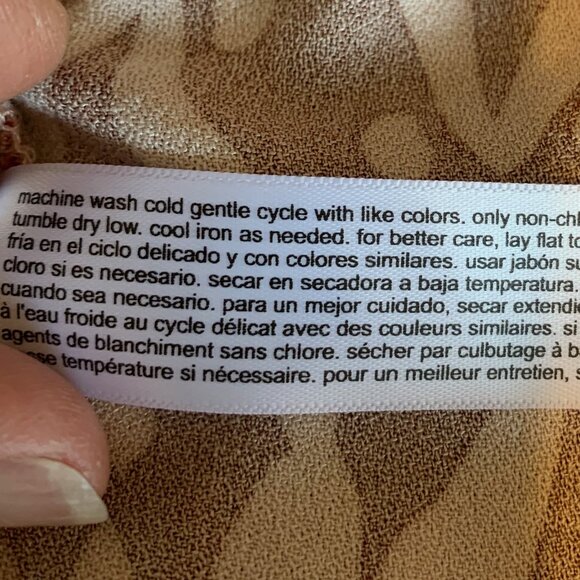 🐱 5 for $10.  NWT ELOQUII ELEMENTS BROWN & TAN SCOOP NECK TOP WITH TIE AT NECK - Picture 5 of 6